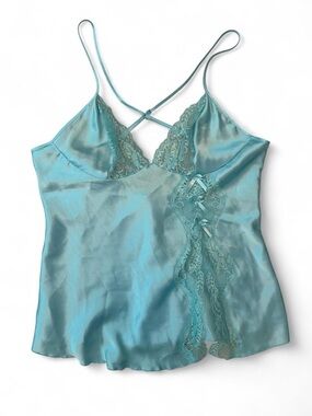 Fredericks of Hollywood powder blue lacey y2k camisole lingerie top- Size Large